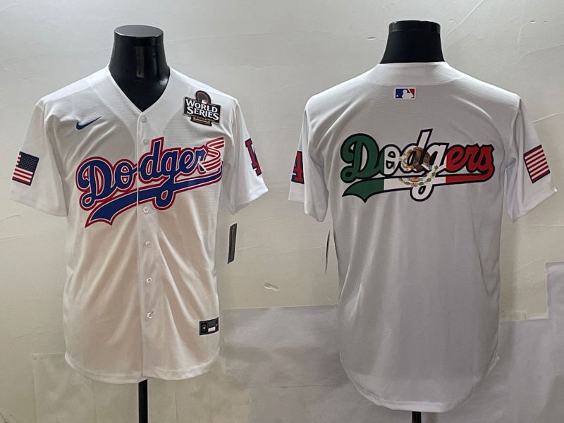 Men Los Angeles Dodgers Blank White national flag second generation joint name Nike 2025 MLB Jersey style 9